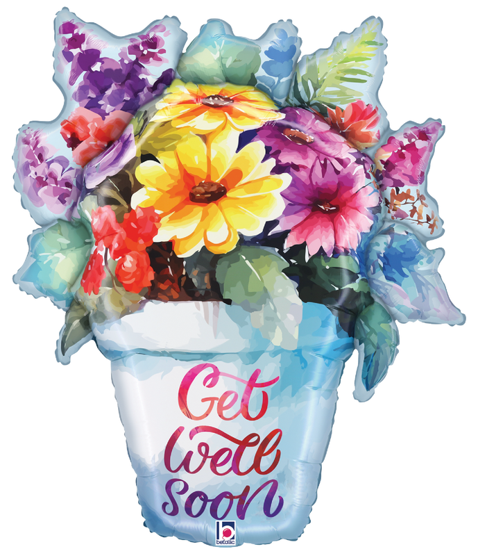 Get Well Watercolor Flower Pot