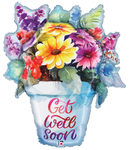 Get Well Watercolor Flower Pot