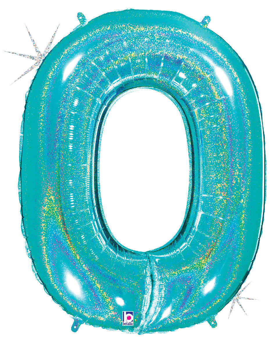 Number 0 Glitter Robin's Egg Blue