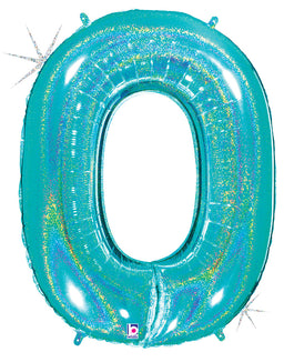 Number 0 Glitter Robin's Egg Blue
