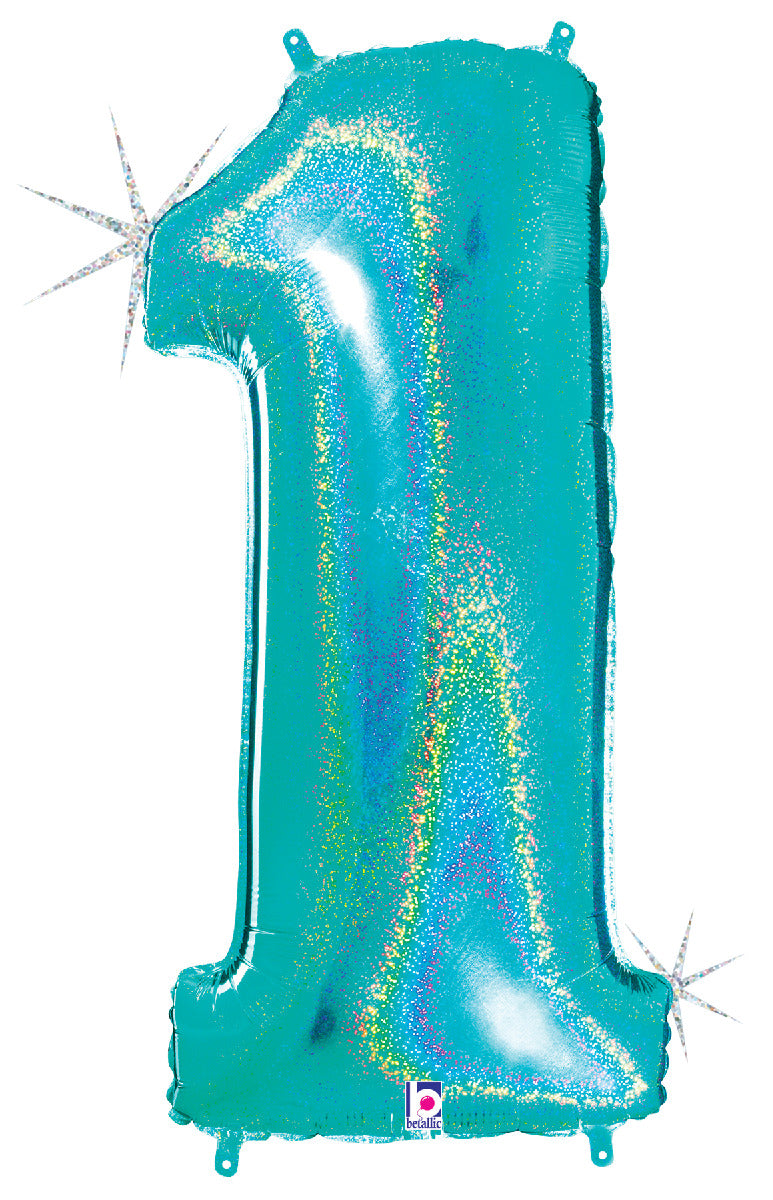 Number 1 Glitter Robin's Egg Blue