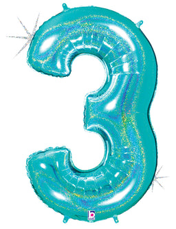 Number 3 Glitter Robin's Egg Blue