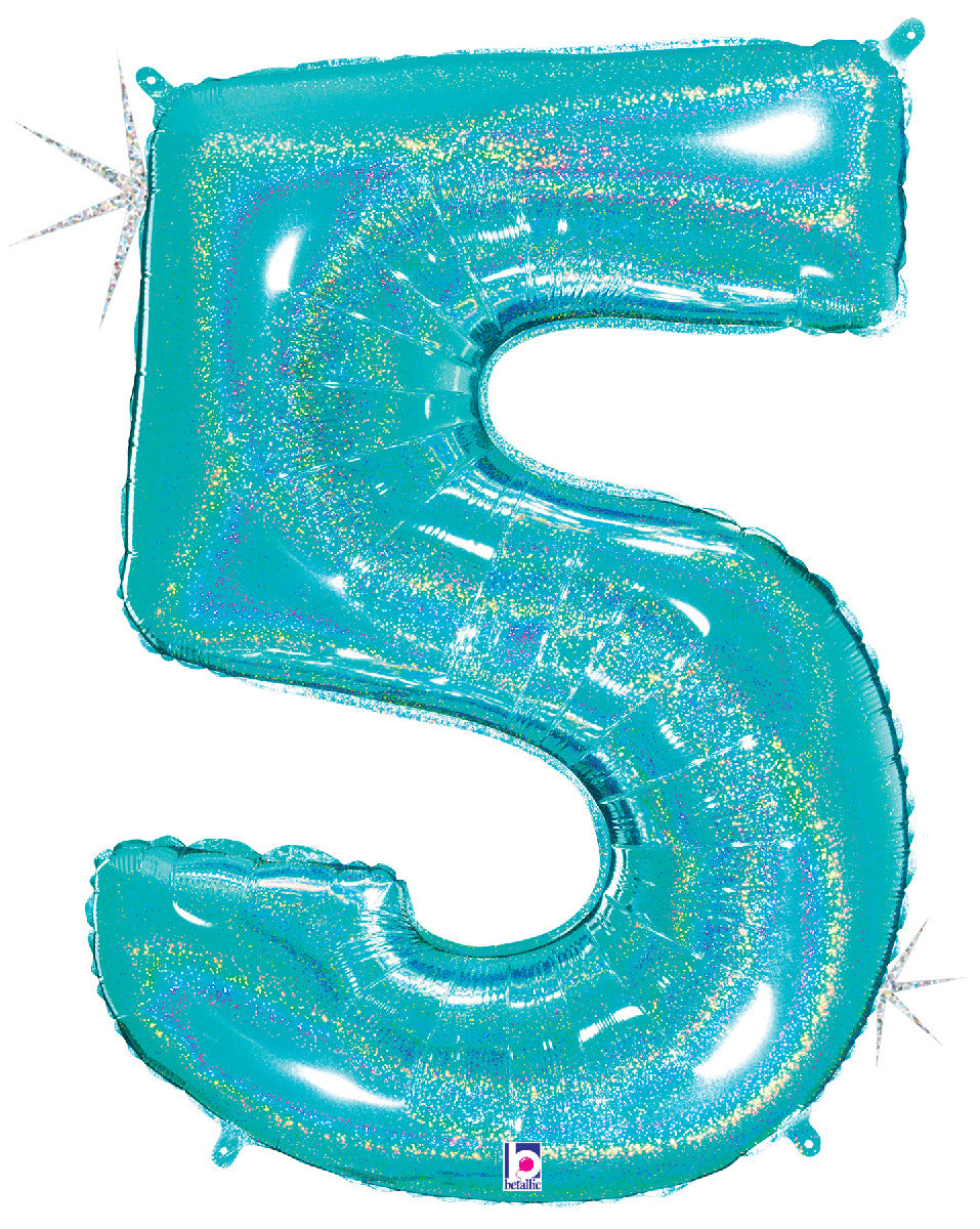 Number 5 Glitter Robin's Egg Blue