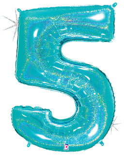 Number 5 Glitter Robin's Egg Blue