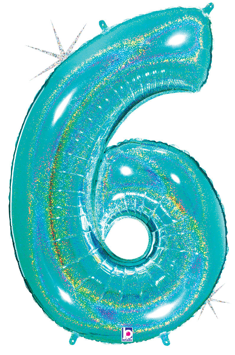 Number 6 Glitter Robin's Egg Blue
