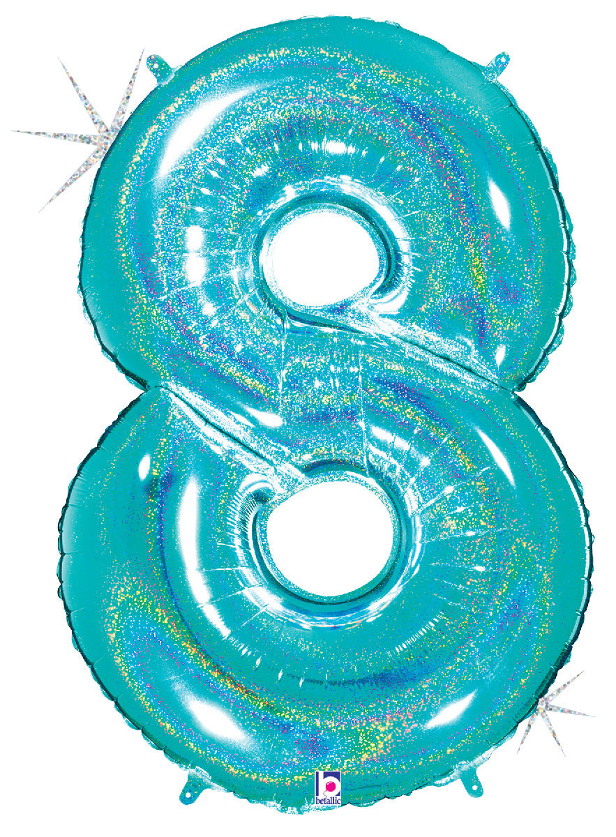 Number 8 Glitter Robin's Egg Blue