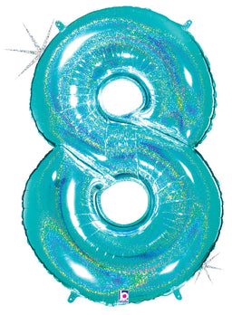 Number 8 Glitter Robin's Egg Blue