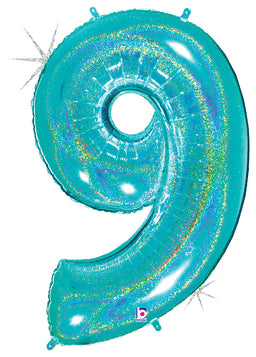 Number 9 Glitter Robin's Egg Blue