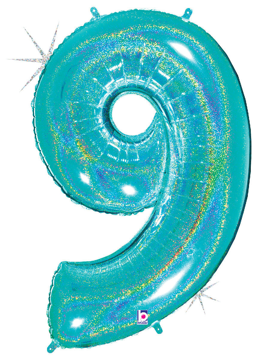 Number 9 Glitter Robin's Egg Blue