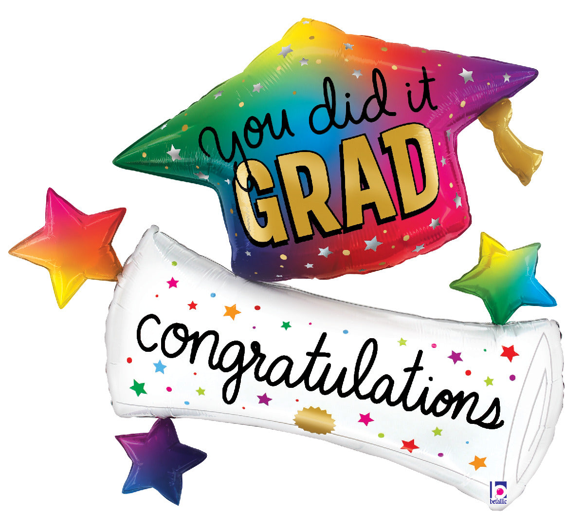 Rainbow Grad Hat Diploma