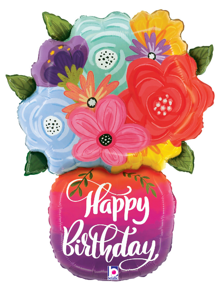 Birthday Bright Flowers Vase
