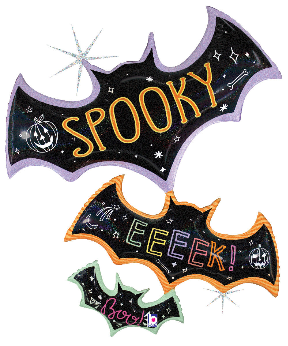 Spooky Pastel Bat Trio
