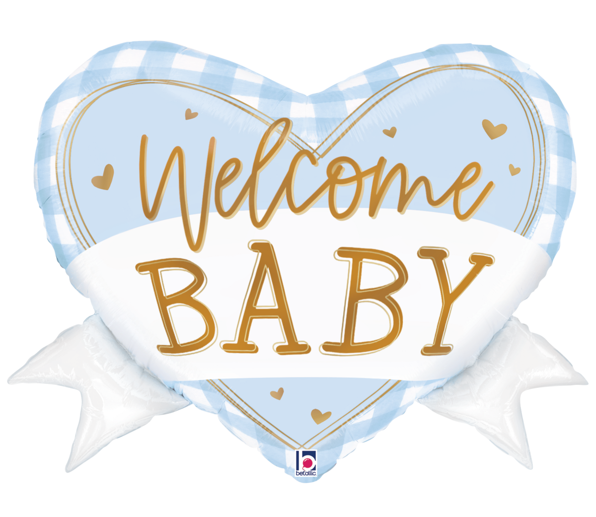 Blue Gingham Baby Heart Banner