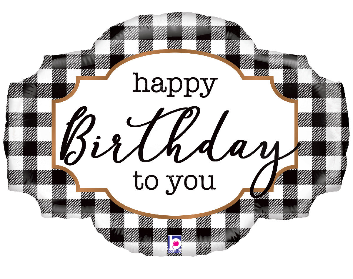 Black & White Buffalo Plaid Birthday