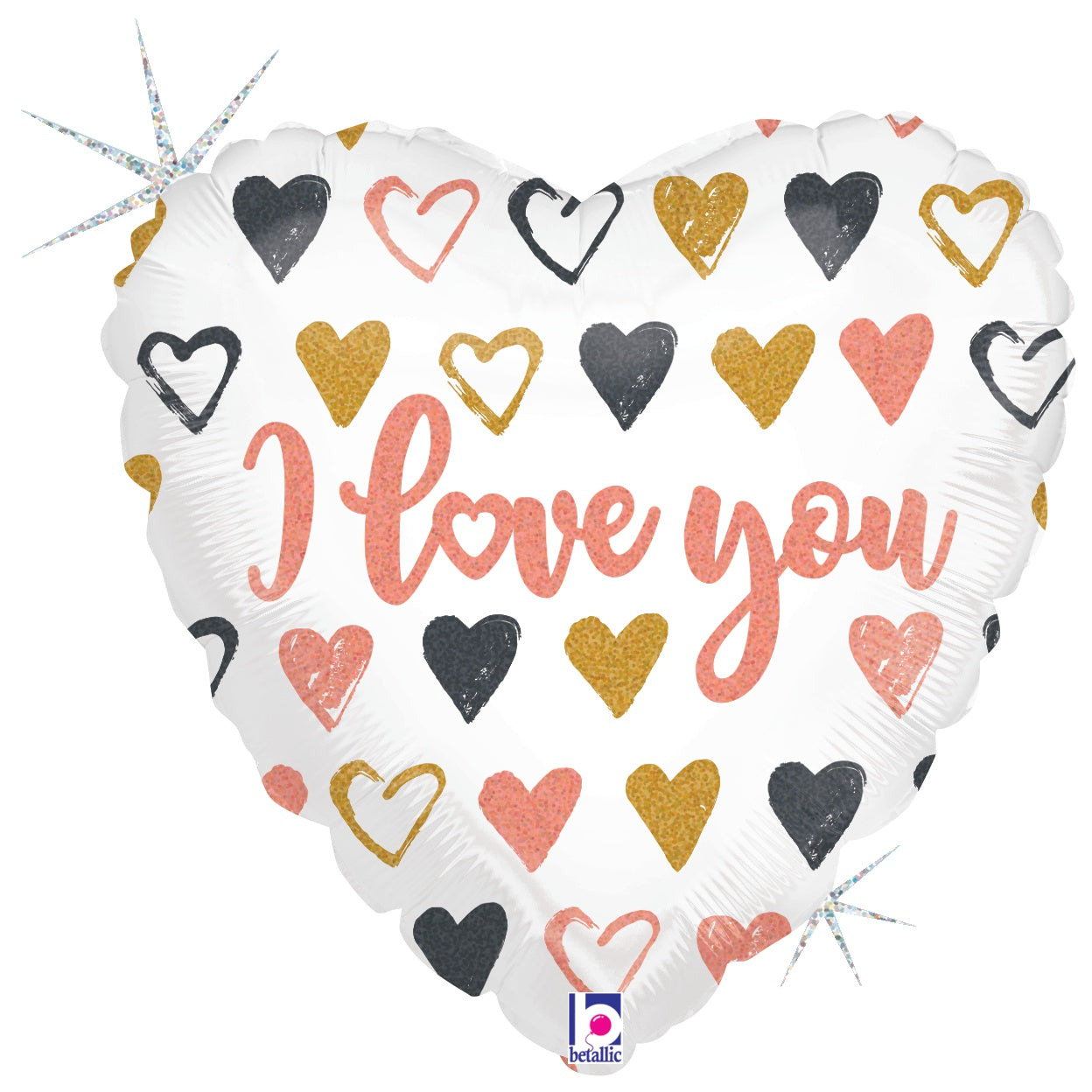 Rose Gold Hearts I Love You